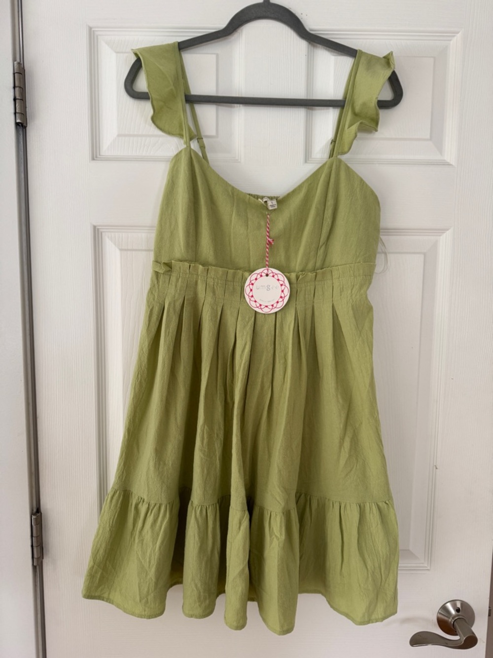 Umgee Green Cotton Ruffle Strap Sundress Size Large